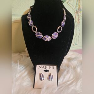 Napier Purple Necklace and Earring Set